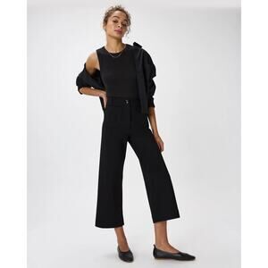 Quince Black Cropped Wide-Leg Pants
